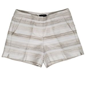 WHBM stripe beige cream flat front chino shorts